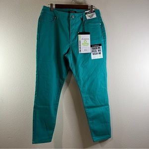 d.jeans Sateen High Waist Ankle Jeans Green Size 14 Soft Material NWT